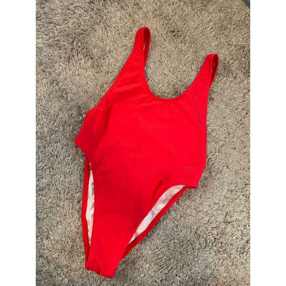 Red one piece swimsuit